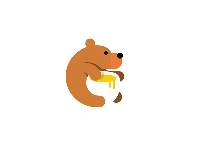 Hungry Bear animal bear design graphicdesign honey hungrybear icon logo modern negativespace