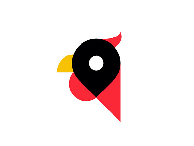 Cardinal + Pin animal bird bold cardinal design flat geometric illustrator logo logodesign modern pin playful red bird travel