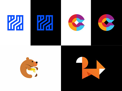 2018 Top 4 animal bear bold color colorful design fox geometric letter c letter h logo logodesign modern negative space