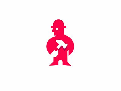 Mr. Handyman bold character logo cinstruction design hammer logo logoinspirations modern negative space vector worker