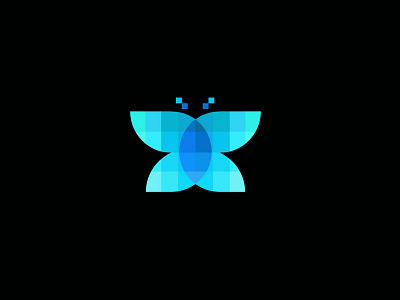 Digital/Butterfly blue butterfly computer consulting design digital geometric improvement insect kaizen logo logodesign modern technology vector