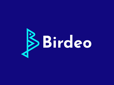 Birdeo animal bird bold design entertainment geometric letter b logo logodesign modern paly play button simple technology