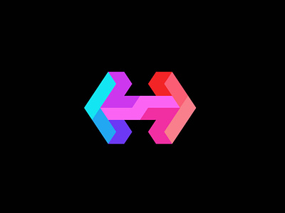 H + arrows arrow bold branding design geometric letter logo logodesign modern vector