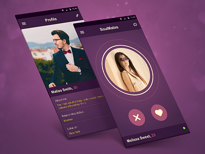 SoulMates app android app application home homepage interface mobile profile screen soul soulmates ui
