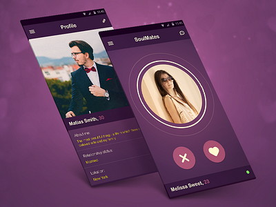 SoulMates app android app application home homepage interface mobile profile screen soul soulmates ui