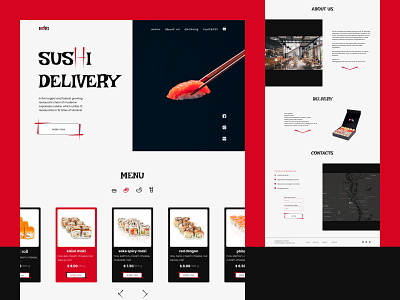 Website design. Sushi Delivery. Minimorphism design minimorphism ui ux