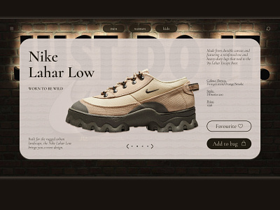 UI-концепт для Nike Lahar Low design nike ui web