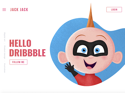 Hello Dribbble By Terence debut digital art first shot illustration incredibles jack jack landing page uiux website design