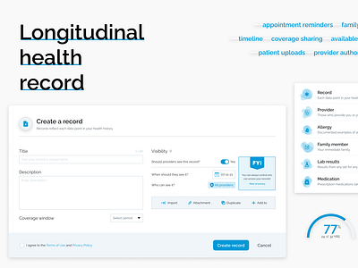 Longitudinal health record (EHR)