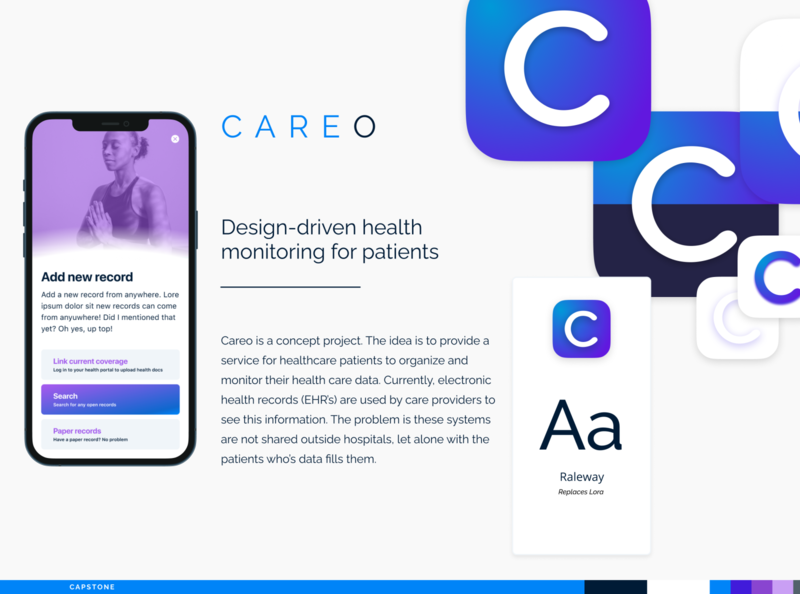 GU Capstone Project | Careo iOS Health capstone component design georgetown grad school gradient interface layout library mobile product design styleguide system ui ux