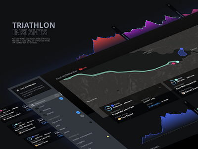 Triathlon Insights | Data Vis UI cards chart component dark theme dashboard data datavis design figma graph header interaction interface nav patterns pills tabs ui ux web design