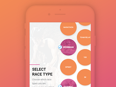 2017 Race Calendar | Selection design interaction ios mobile race selection triathlon type ui ux