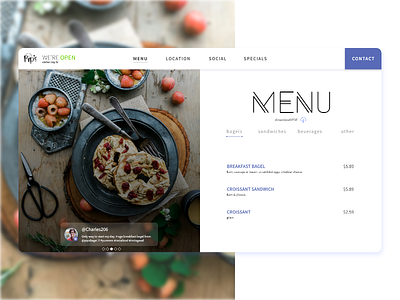 Restaurant Menu design landing layout list menu table tabs ui ux web web design