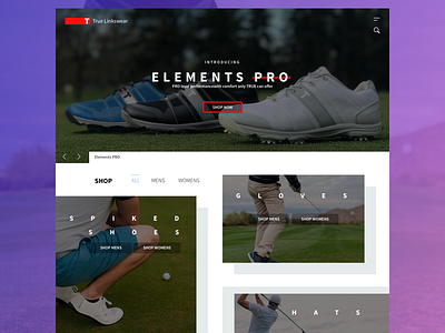 Golf Linkswear | Landing design grid interface landing layout nav sketch tabs ui ux web web design