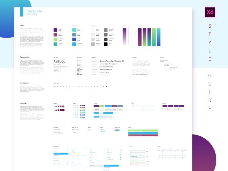 Free Adobe Xd Styleguide  Style guides, Adobe xd, Design freebie