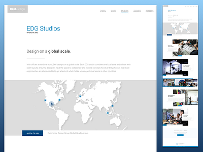 Dell Design | Studios cards dell design global hover landing map states studio ui ux web design
