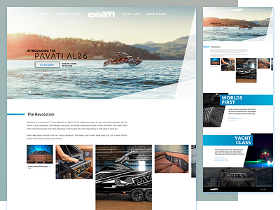 Pavati AL26 Wake Yacht concept design grid landing responsive theme ui ux wakeboard web web design