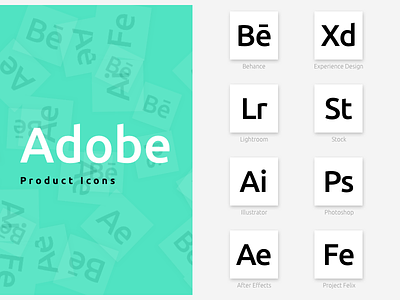 Adobe Product Icons adobe design download free freebie icons resource resources sketch typography ui vector