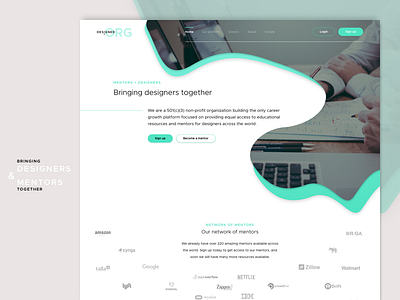 Designed.org concept design designed.org interaction landing landing page mentor non profit team ui ux web design