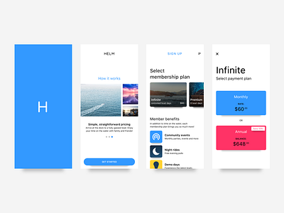 Helm: Uplabs challenge boats cards design design challenge invision invision studio ios membership mobile pricing studio uplabs