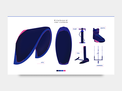 Procreate | Kiteboard icons branding color graphic iconography illustration interface ipad kiteboard logo procreate vector