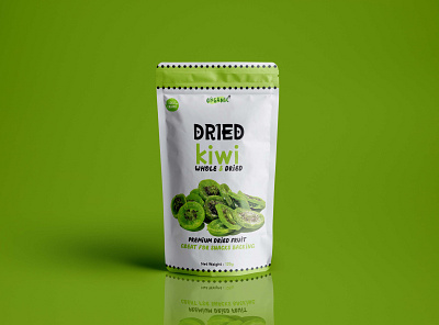 Dried Kiwi Label Design bag design dried fruit food design graphic design kiwi label design logo design packet packet design pouch design pouch label design product packaging