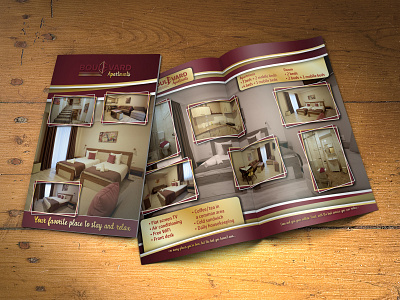 Bifold flyer design "Apartments BOULEVARD"