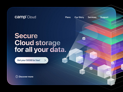 Camp - Storage 3d artwork branding building cloud design illustraion landing logo storage typography ui vector web webdesign