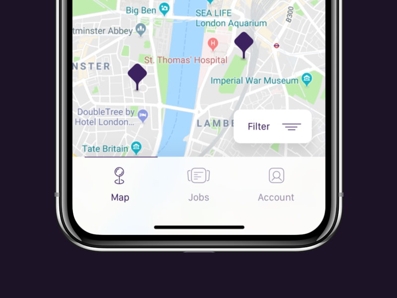 Map View design iphonex ux ui job tab map