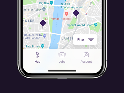 Map View design iphonex job map tab ui ux