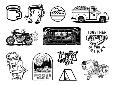 Camp Cup Design Debut badge branding camping character coffee colorado cup handdrawn icon illustration lettering logo mountains outdoors tent