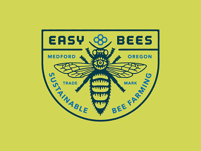 Easy Bees badge beekeeping bees branding design handdrawn identity logo queen bee typography