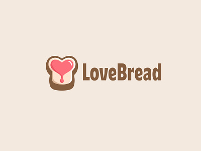 Love Bread Logo bake bakery baking bread cafe cake chef food fresh heart homemade logo love pastry shop wheat