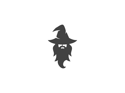 Warlock Wizard logo beard hat head logo magic warlock wizard