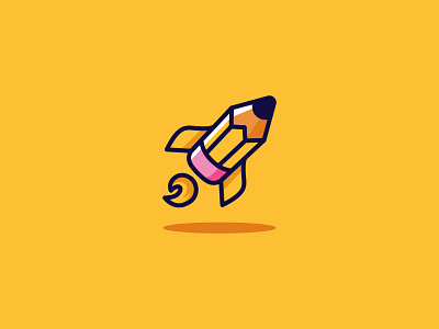 Pencil Rocket Logo app cute education fire fly icon logo pen pencil rocket
