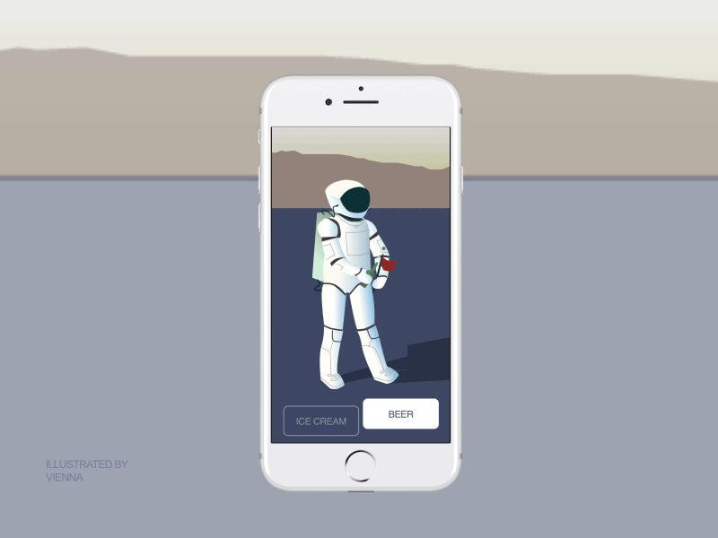 Beer Or Ice Cream 100daychallenge astronaut beer ice cream moon principle ui