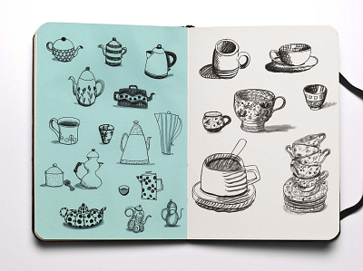 Thé ou café? doodles encre illustrations papier thé
