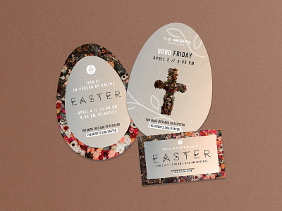 Death to Life - Egg Shaped Easter Invitations church death to life easter egg shaped invitations floral photography floral typography good friday invitations invite cards typography