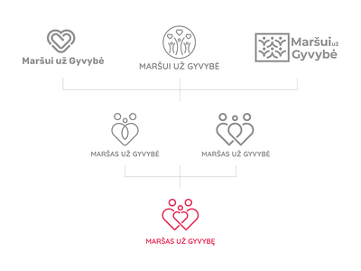 Maršas už Gyvybę | Logo Drafts brand identity branding children family heart heart logo icon icon design life lithuania lithuanian logo logo design parents people people logo red red logo vector vilnius