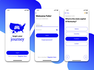 Mobile app Re-design work freelance design ios login mobile app travel trivia ux ui design