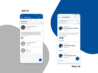 Old vs New UI Design android card collapse enterprise app expand listview material mobile app ui ux ux ui design