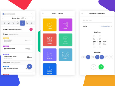 Reminder App - 1st Shot birthday reminder calendar design app event app grocery app meal planner mobile app design reminder ui deisgn