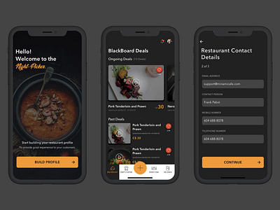 Restaurant App- dark app dark mode dark theme dark ui dribble food app form merchant mobile app restaurant shot typogaphy ux ui design