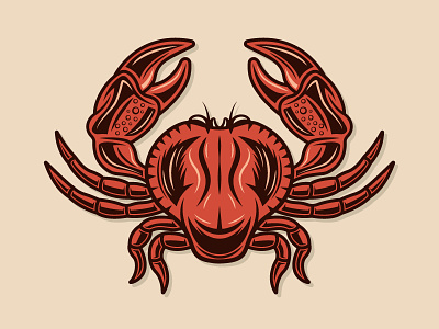 Red crab vector illustration adobe illustrator animal aquatic art cartoon colored crab crab logo design detailed etching graphic illustraion inking red crab retro seafood vector vintage wildlife
