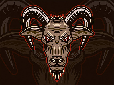 Goat head colored illustration