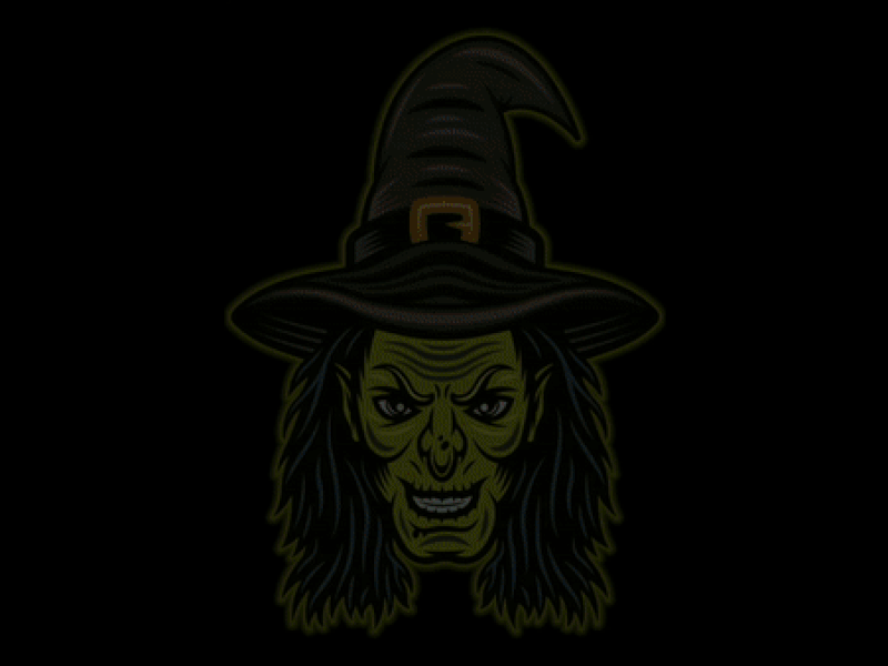 Witch face halloween character animation gif