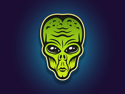 Alien Head alien art cartoon face fiction green head humanoid illustration illustrator invader logo mascot paranormal sci fi science space sticker ufos vector