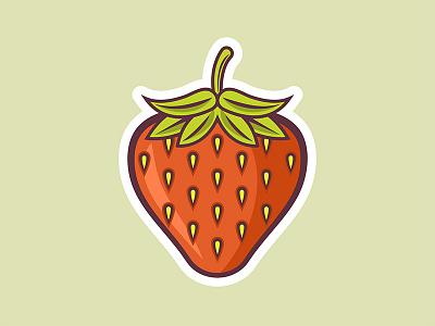 Strawberry Fruit art berry cartoon colored colorful design dessert flat design fresh fruit graphic icon illustration organic red sticker strawberries strawberry sweet vector