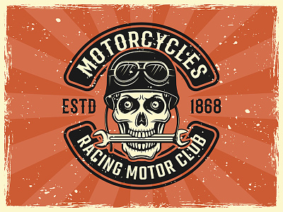 Biker club emblem art badge bike biker biker club concept dead racer emblem illustration label motorbike motorcycles patch race racer rider skull template vector vintage