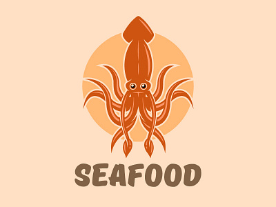 Seafood logo concept animal art branding cartoon concept design emblem food illustration logo logo design menu restaurant sea seafood squid template tentacles vector vintage